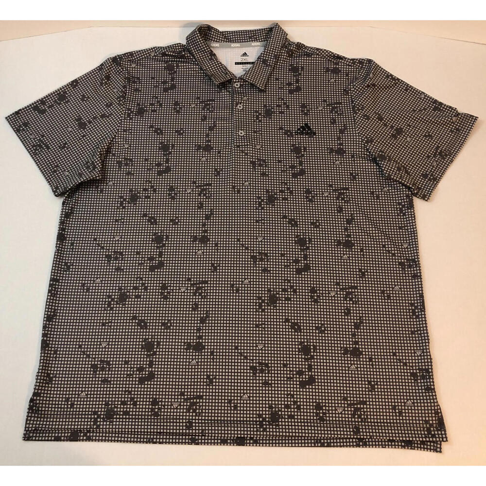 Adidas Men's Ultimate Golf Gray Polo Shirt Camo Golf Course Print UPF 50 - 2XL